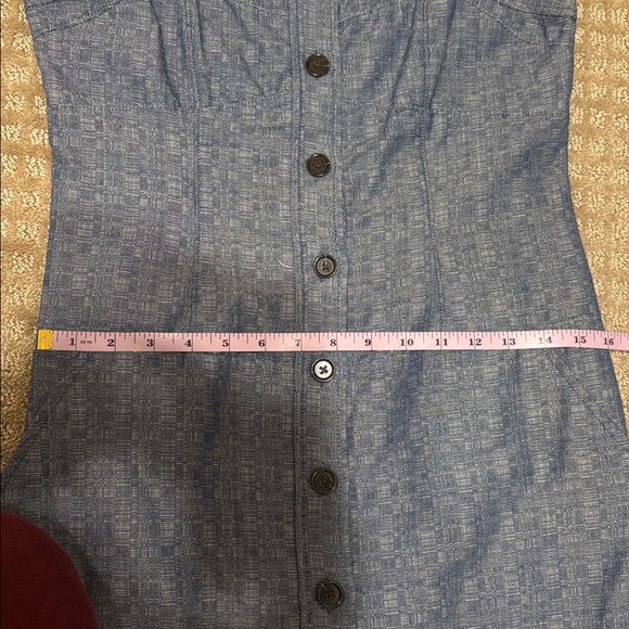 Derek Lam Chambray Mini Dress Size 8 Blue Button Down Square Neck Sleeveless - Picture 11 of 11